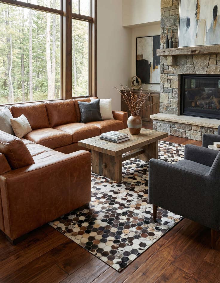 Detail image of 5' x 8' Cowhide Leather Rug