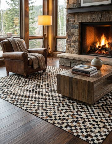 5' 1 x 7' 10 Cowhide Leather Rug