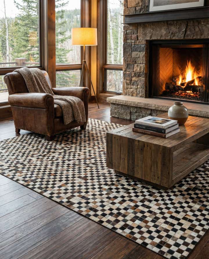 5' 1 x 7' 10 Cowhide Leather Rug