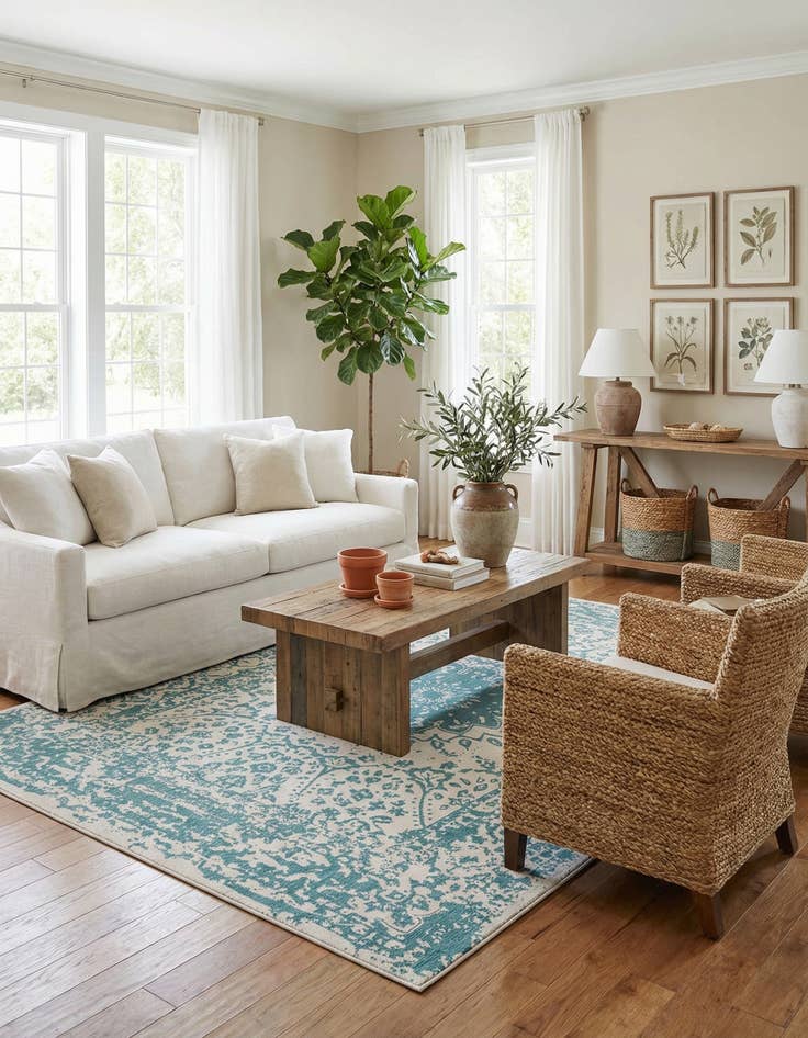 Detail image of  10' x 14'  Washable Traditional Indoor / Outdoor Rug