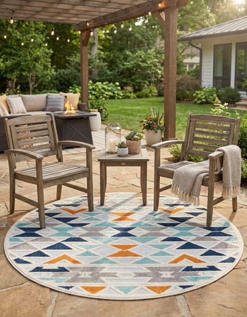 5' 3 x 5' 3 Easy-Clean Aruba Indoor / Outdoor Round Rug