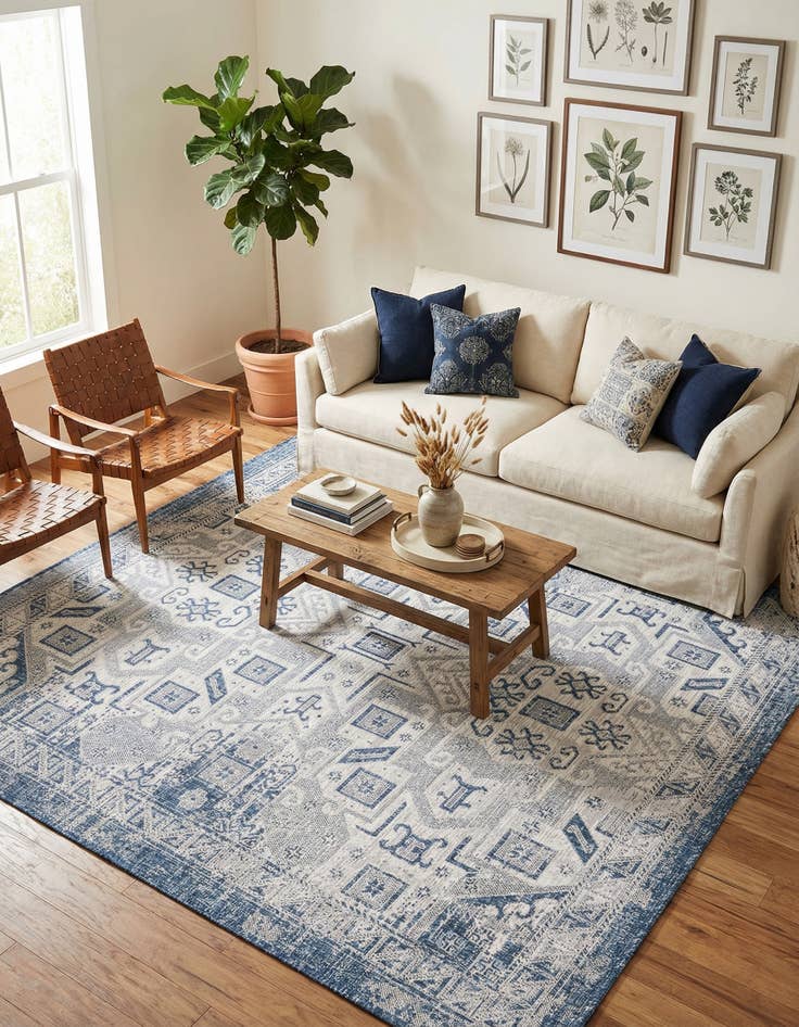 Detail image of 7' 10 x 7' 10 Easy-Clean Aztec Indoor / Outdoor Square Rug