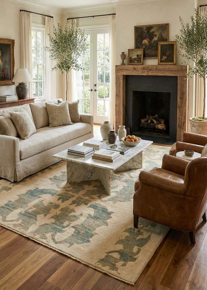 7' x 10' Hand Knotted Oushak Wool Rug