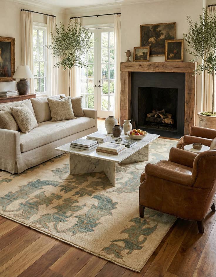 Detail image of 7' x 10'  Hand Knotted Oushak Wool Rug