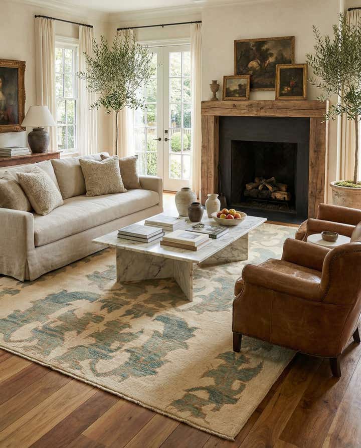 7' x 10' Hand Knotted Oushak Wool Rug