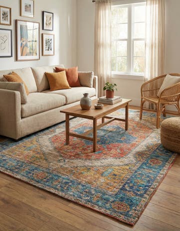 Orange Yellow Hand Woven Chenille Jute Rug