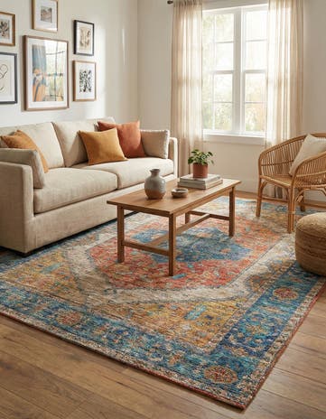 Orange Yellow Hand Woven Chenille Jute Rug