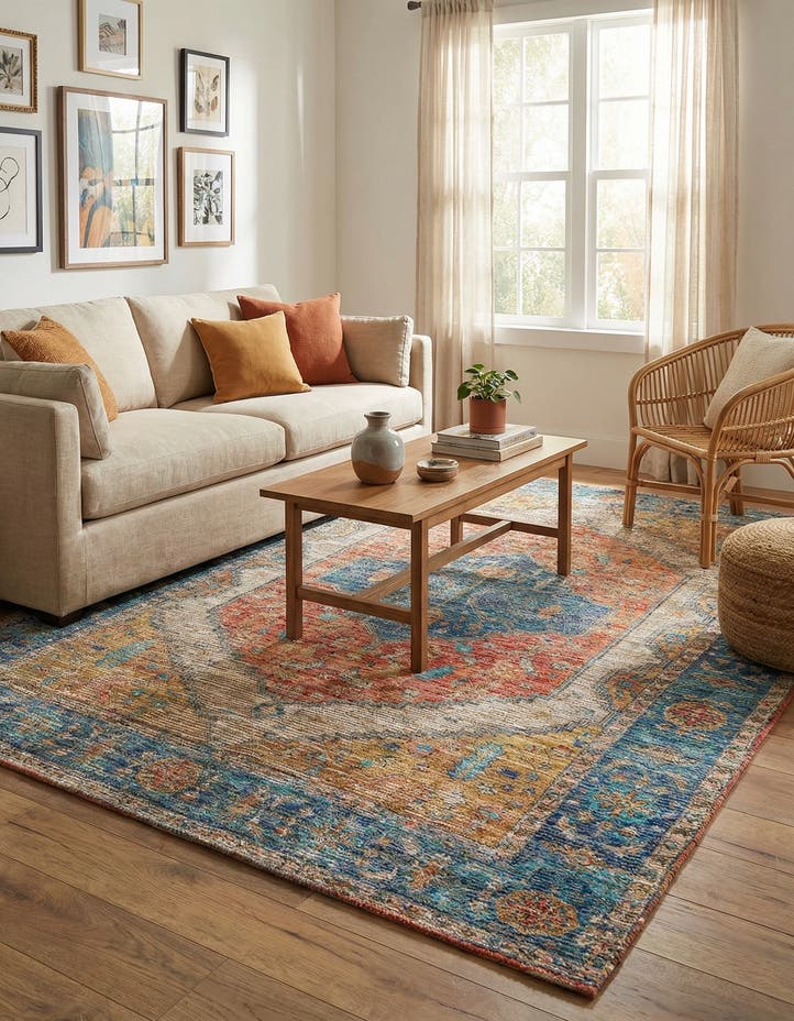 6' 1 x 9' Hand Woven Chenille Jute Rug
