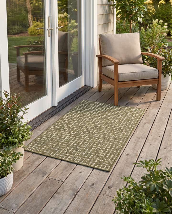 2' x 3' Easy-Clean Checkered Indoor / Outdoor Rug
