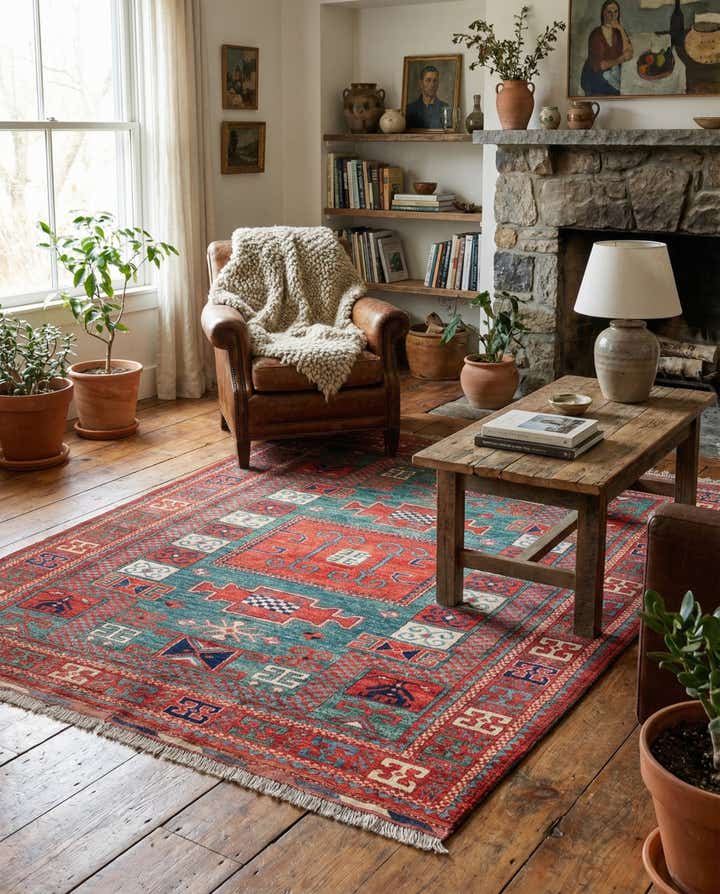 175cm x 220cm Hand Knotted Kazak Wool Rug