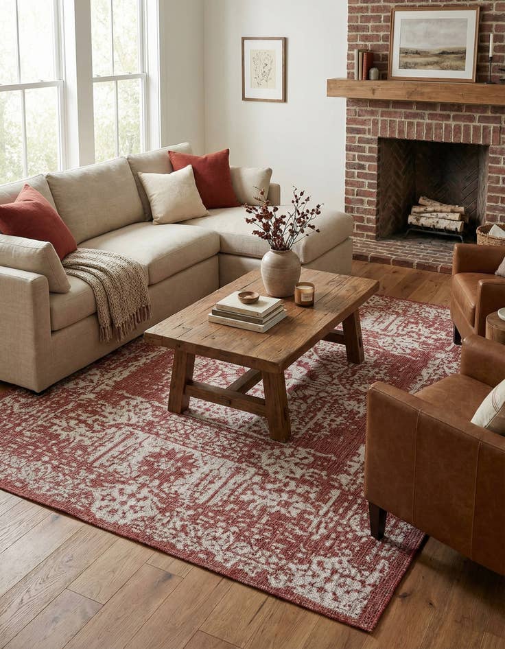 Detail image of  7' 10 x 11'  Washable Traditional Indoor / Outdoor Rug