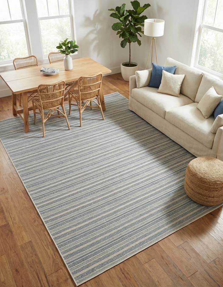 Detail image of 9' x 12' Easy-Clean Striped Indoor / Outdoor Rug