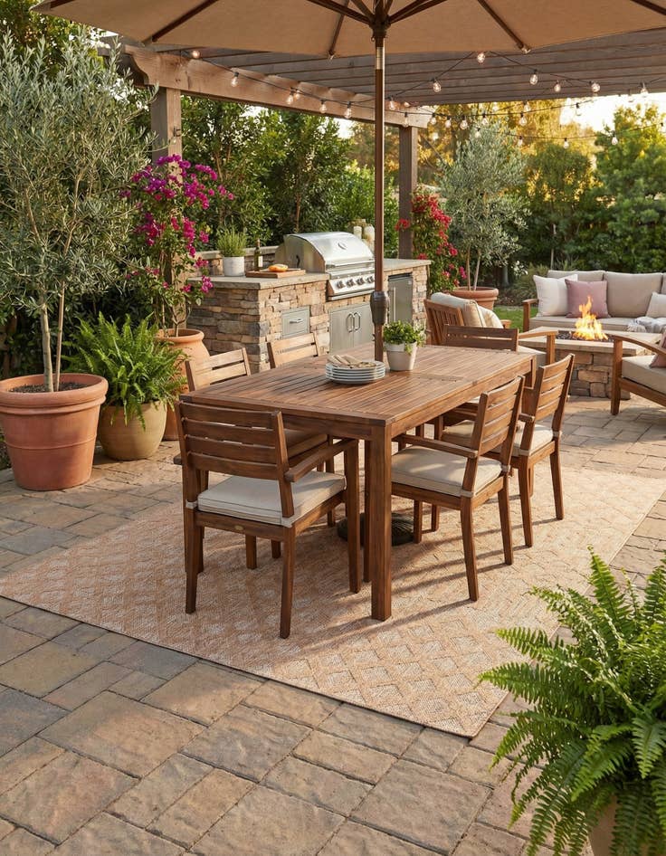 Detail image of 9' x 12'  Washable Trellis Textured Indoor / Outdoor Rug