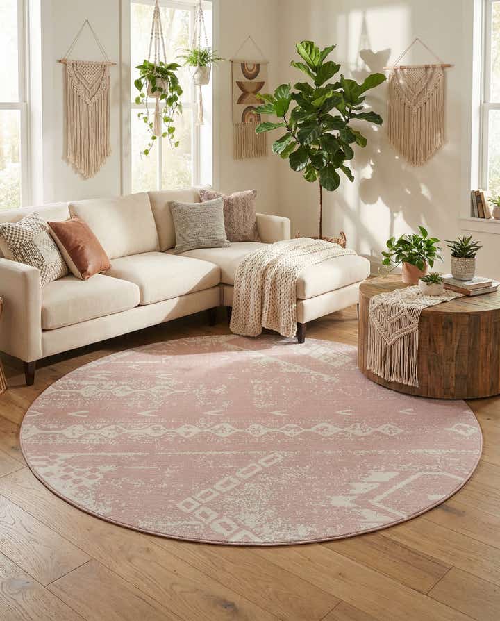 10' 8 x 10' 8 Easy-Clean Bohemian Indoor / Outdoor Round Rug