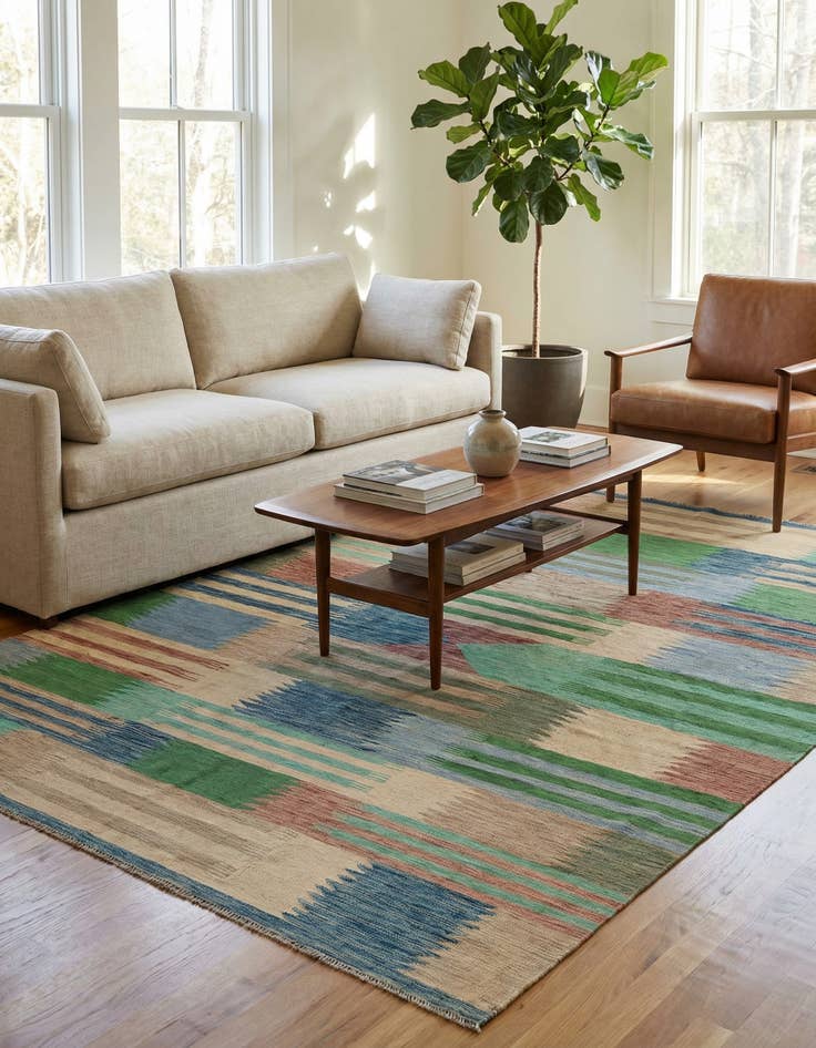 Detail image of  6' 7 x 9' 6  Hand Woven Kilim Modern Wool Rug