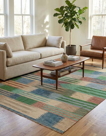 6' 7 x 9' 6 Hand Woven Kilim Modern Wool Rug