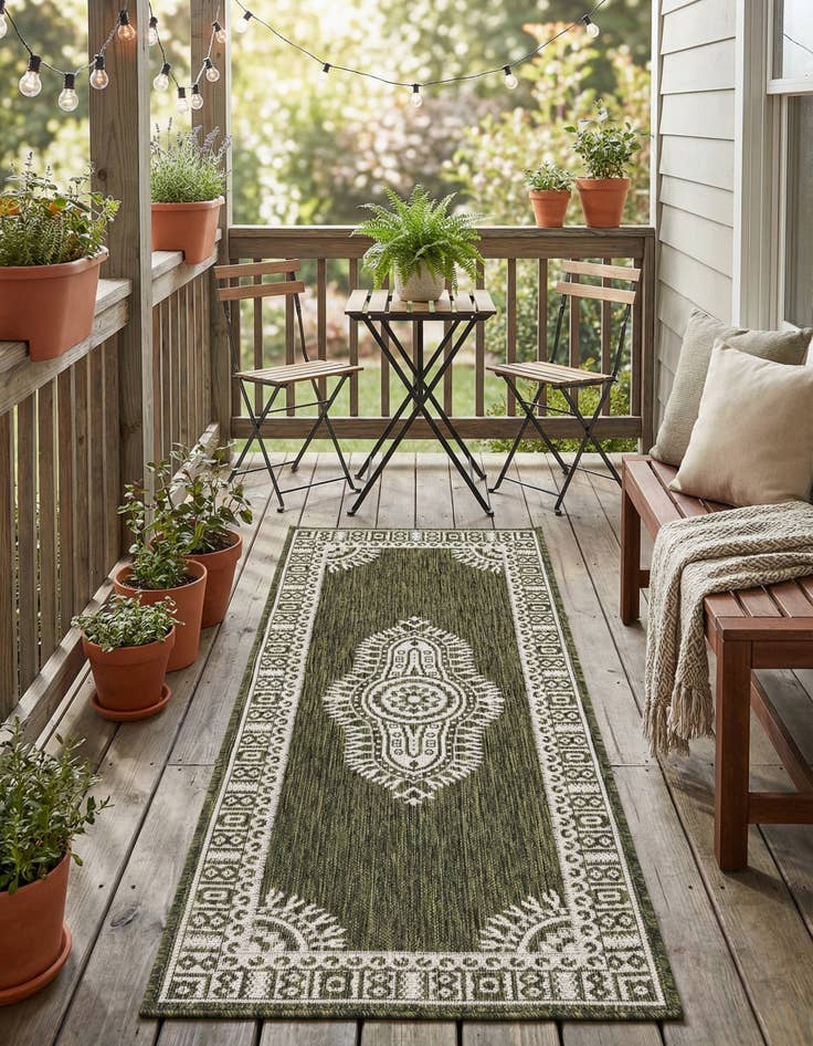 Detail image of 2' x 5' 3 Easy-Clean Traditional Indoor / Outdoor Runner Rug