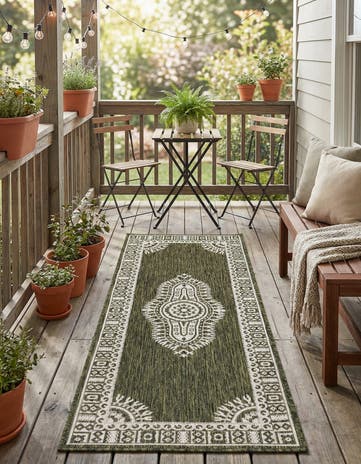 2' x 5' 3 Easy-Clean Traditional Indoor / Outdoor Runner Rug