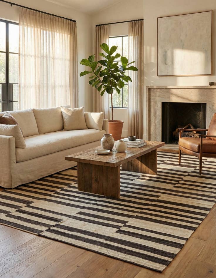 Detail image of 6' 6 x 9' 8  Hand Woven Kilim Modern Wool Rug