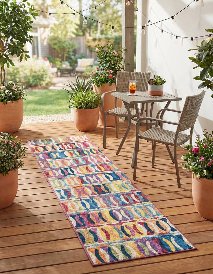 Detail image of 2' x 8'  Washable Modern Indoor / Outdoor Runner Rug