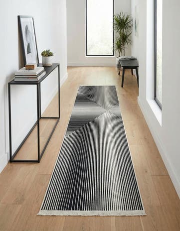 Black and White Milano Runner Rug