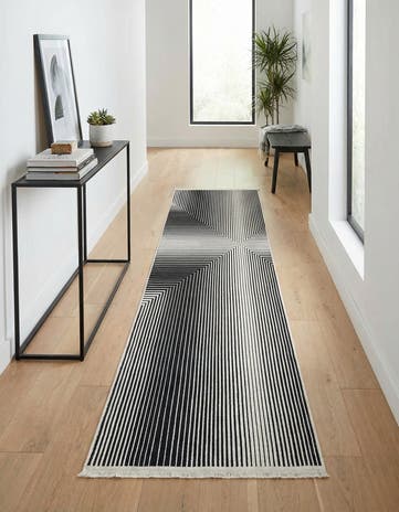 Black and White Milano Runner Rug