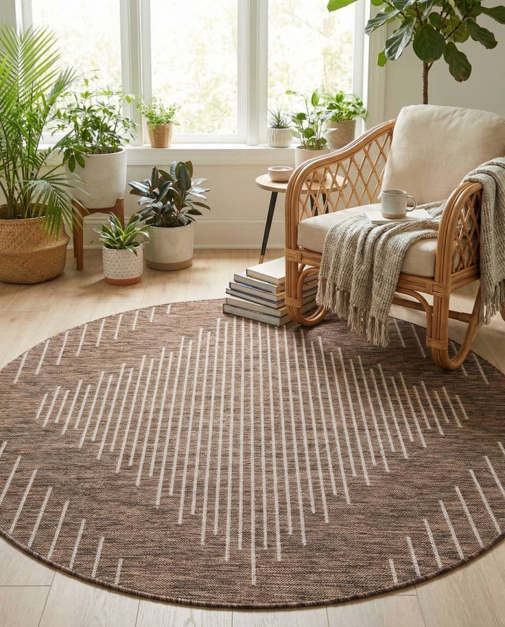 Detail image of 6' x 6' Easy-Clean Modern Indoor / Outdoor Round Rug