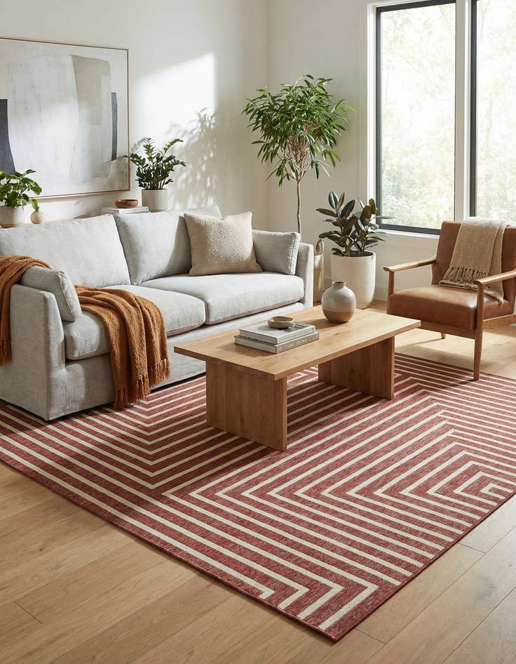 Detail image of  7' 10 x 7' 10  Washable Modern Indoor / Outdoor Square Rug