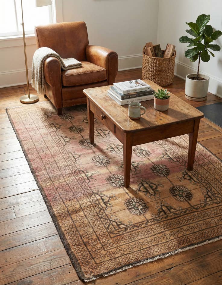 Detail image of 3' 7 x 6' 9  Hand Knotted Ultra Vintage Persian Wool Rug