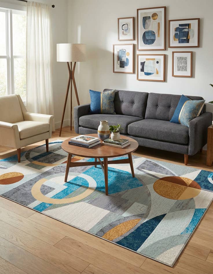 Detail image of 5' 3 x 8'  Washable Modern Indoor / Outdoor Rug