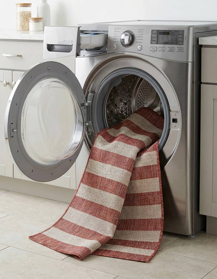 Detail image of 2' 7 x 10'  Washable Striped Indoor / Outdoor Runner Rug