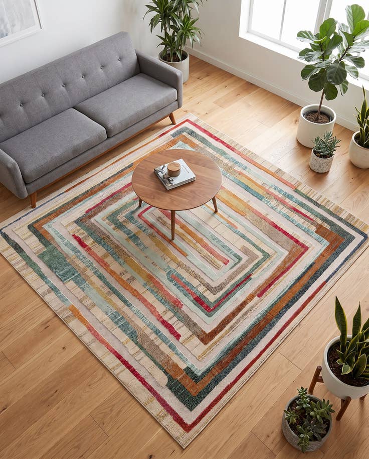 Vue détaillée : 240cm x 240cm Facile à nettoyer Casablanca Tapis Intérieur / Extérieur Carré