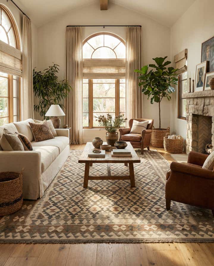 6' 9 x 9' 10 Hand Woven Kilim Maymana Wool Rug