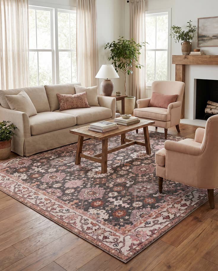 Detail image of 7' 10 x 7' 10 Washable Timeless Square Rug