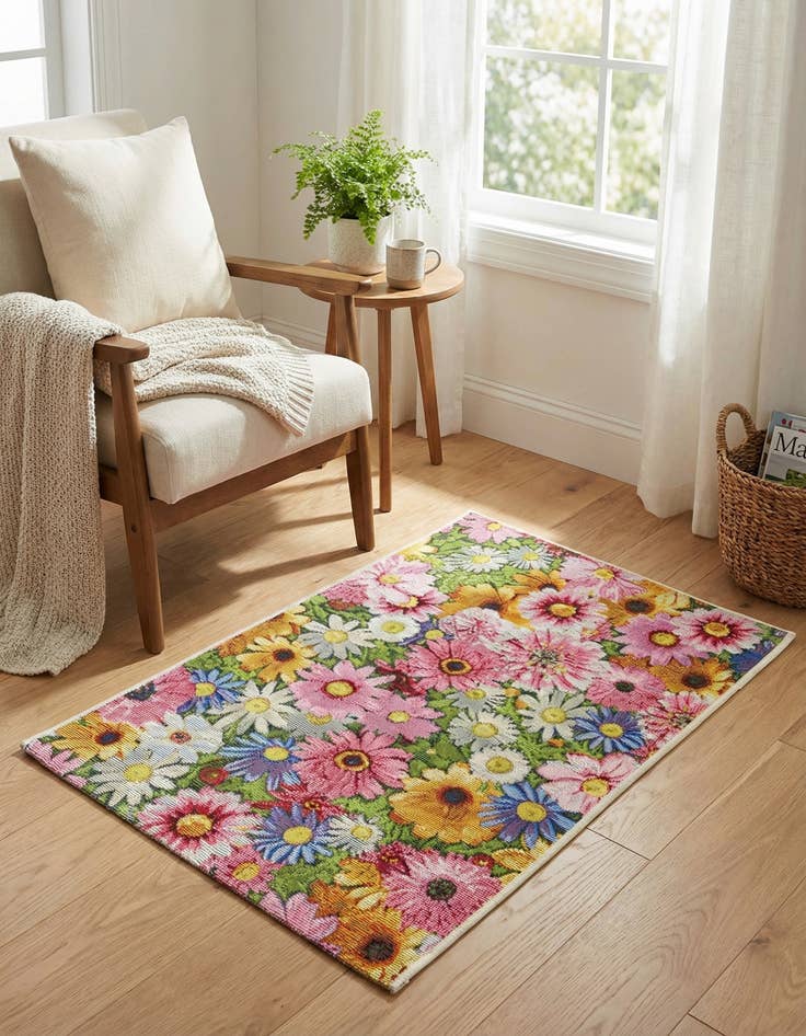 Detail image of  2' x 3'  Washable Botanical Indoor / Outdoor Rug