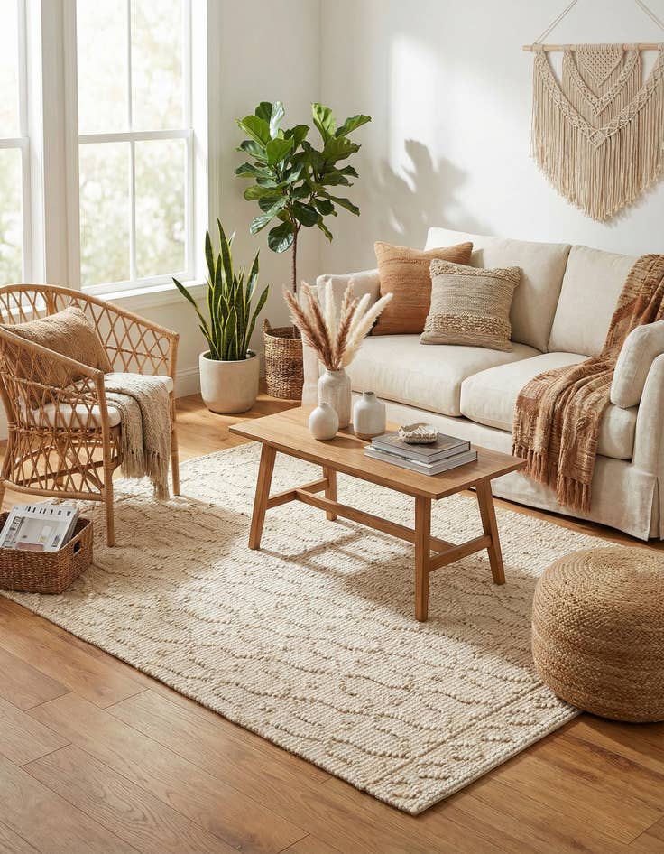 Detail image of  5' 3 x 5' 3  Hand Woven Larsa Jute Square Rug