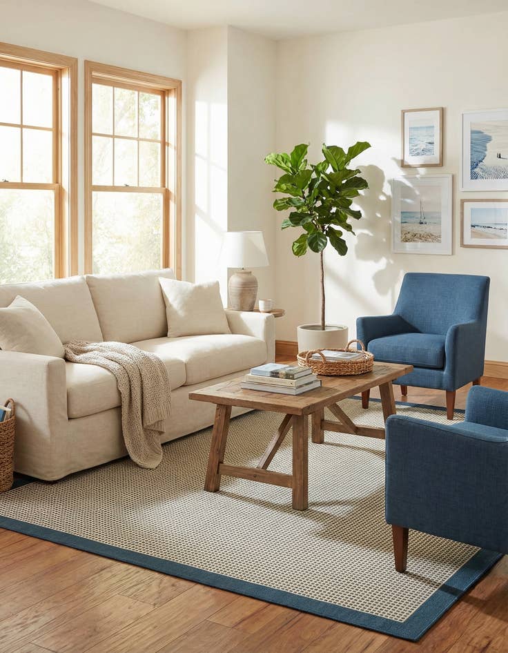 Detail image of 7' 10 x 10'  Washable Border Indoor / Outdoor Rug