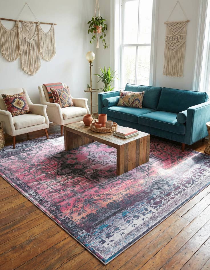 Detail image of  10' 6 x 10' 6  Washable Francesca Square Rug