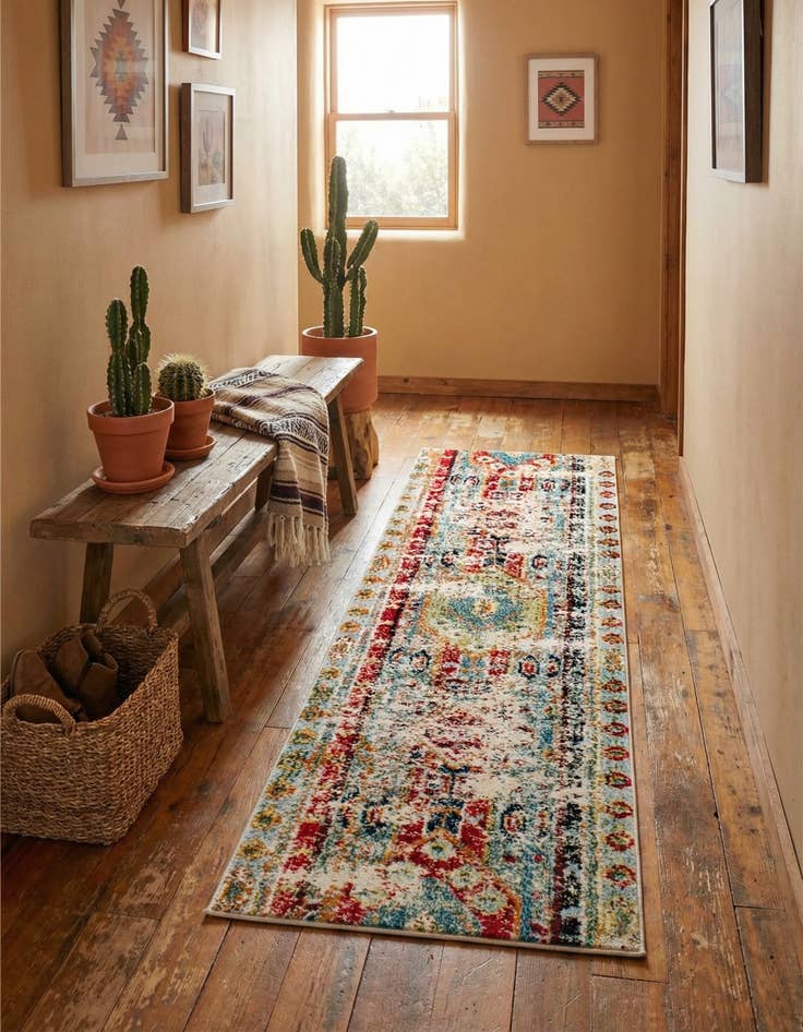 Detail image of 2' 2 x 6' 9  Washable Santa Fe Runner Rug