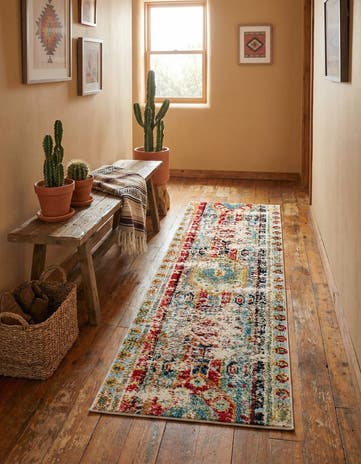 Blue Washable Mesa Runner Rug