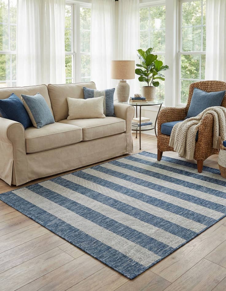 Detail image of  5' 3 x 5' 3  Washable Ribbon Indoor / Outdoor Square Rug