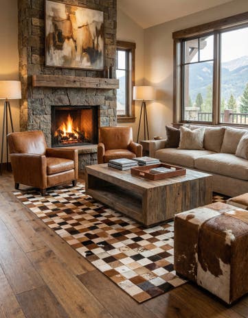 5' x 8' Cowhide Leather Rug