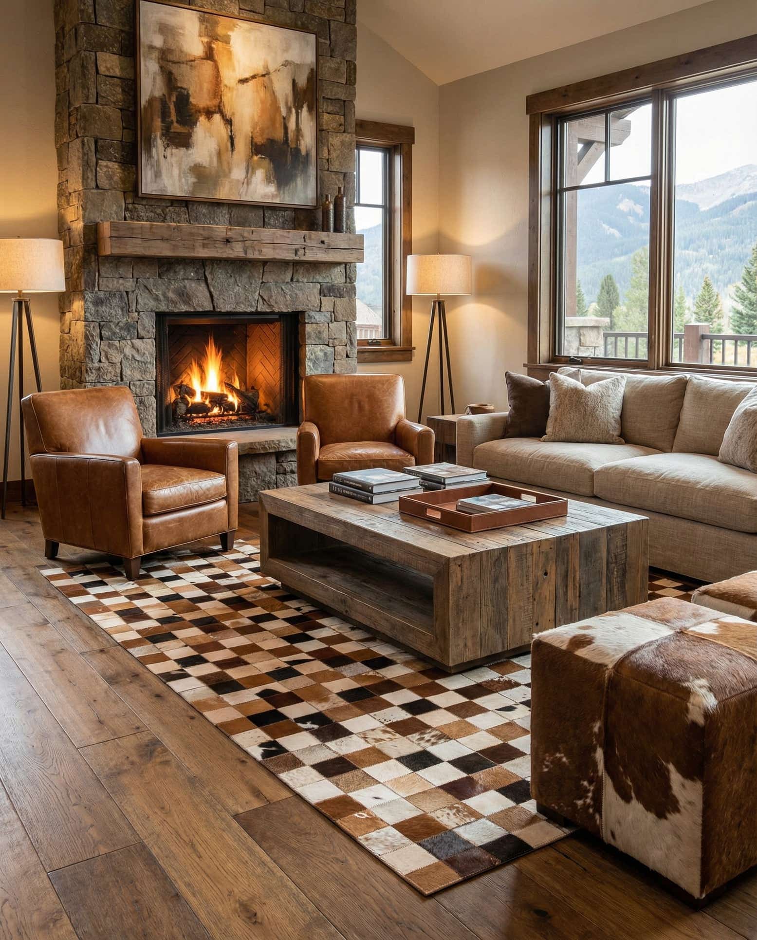 5' x 8' Cowhide Leather Rug