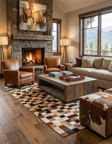 5' x 8' Cowhide Leather Rug
