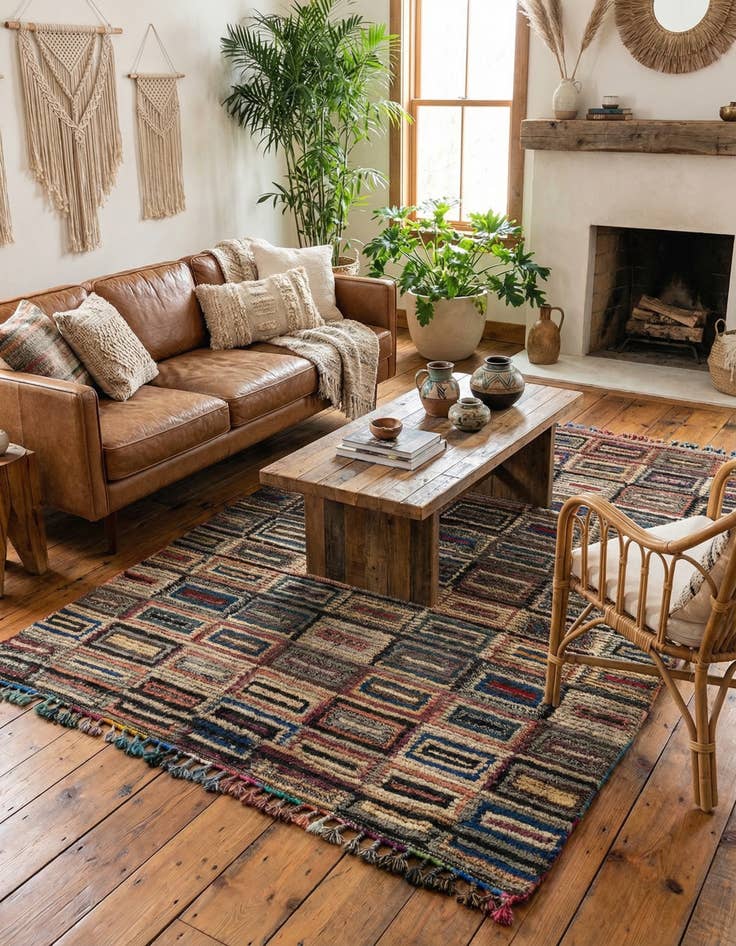 Detail image of  5' 5 x 8' 9  Hand Knotted Moroccan Wool Rug