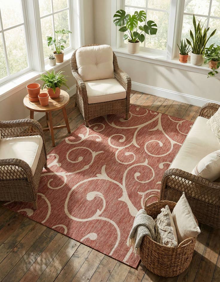 Detail image of 5' 3 x 8' Easy-Clean Botanical Indoor / Outdoor Rug