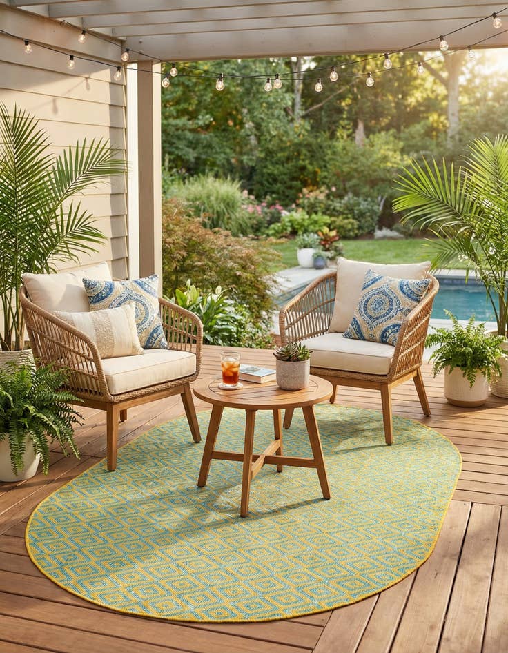 Detail image of 5' 3 x 8'  Washable Jill Zarin Costa Rica Indoor / Outdoor Oval Rug