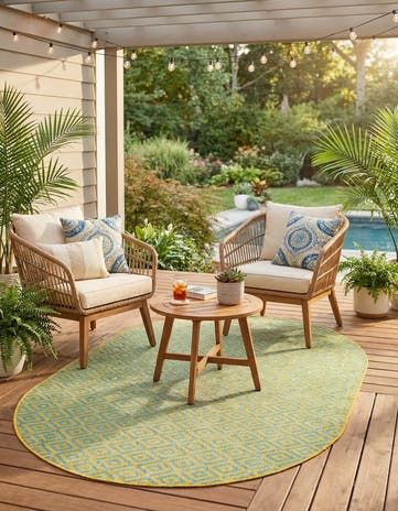 5' 3 x 8' Easy-Clean Jill Zarin Costa Rica Indoor / Outdoor Oval Rug