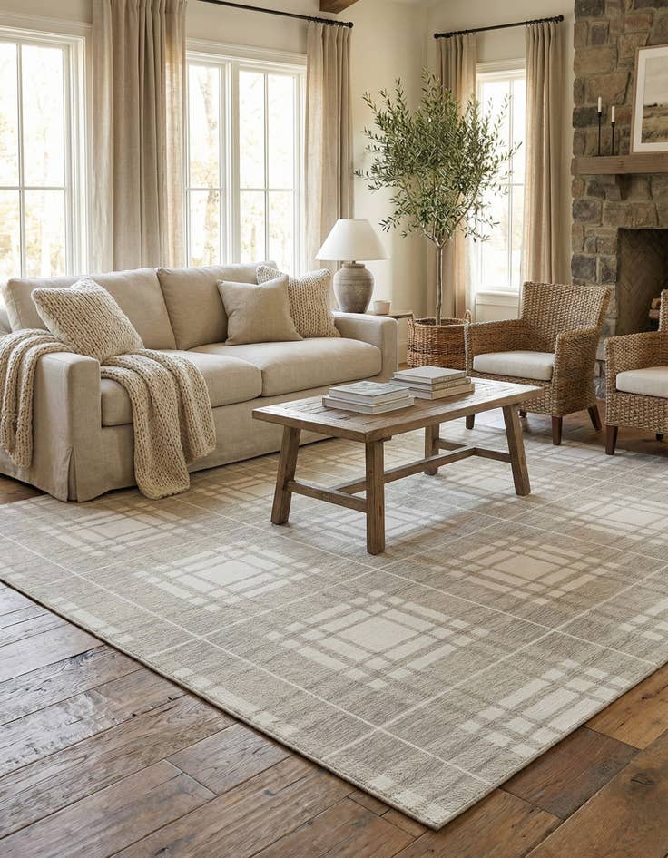 Detail image of  10' x 10'  Washable Checkered Indoor / Outdoor Square Rug