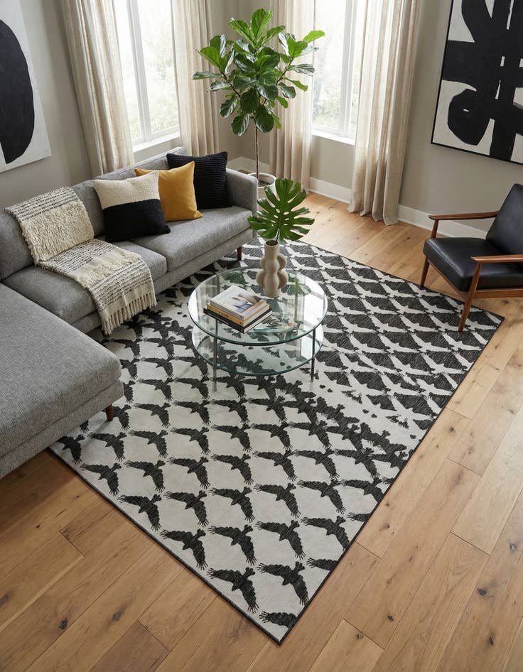 Detail image of 12' x 12'  Washable Modern Indoor / Outdoor Square Rug